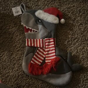 Shark Christmas Stocking with Santa Hat